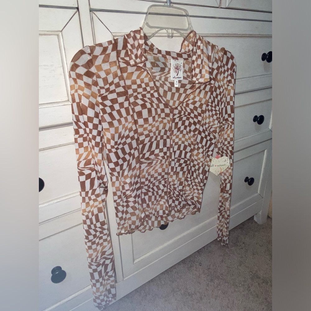 Sheer checkered top